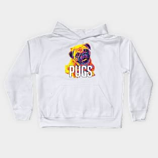 Rainbow Pugs Smiling Digital Painting Kids Hoodie